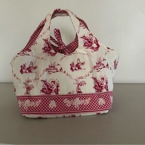 Vintage Russ Toile Elegant Red And Cream Sewing Bag ￼